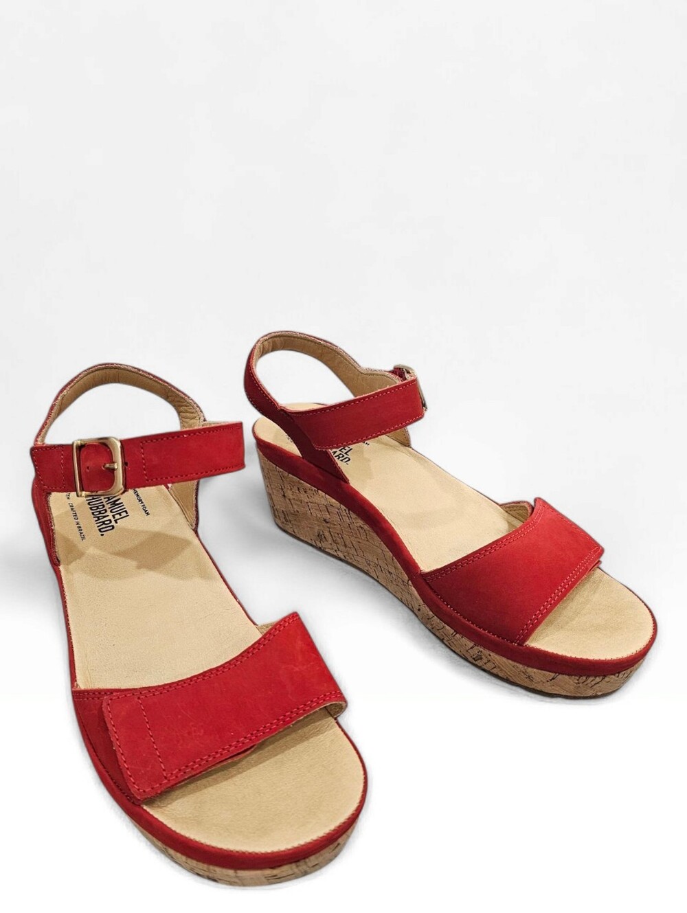 SAMUEL HUBBARD Portola Red Nubuck Comfort Cork Wedge Platform Sandals 8M